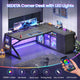 SEDETA® 63 Inch L Shaped Gaming Desk with LED Lights 4 Drawers Corner Office Desk with  Acrylic Cabinet Executive Computer Desk for Home Office