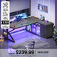 SEDETA 63 Inch L Shaped Gaming Desk with 4 Drawers Corner Office Desk with LED Lights Acrylic Cabinet for Home Office Executive Computer Desk for Bedroom