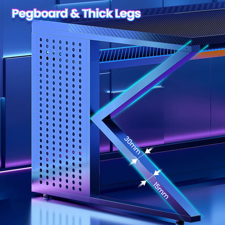 SEDETA® 63 Inch L Shaped Gaming Desk with LED Lights 4 Drawers Corner Office Desk with  Acrylic Cabinet Executive Computer Desk for Home Office
