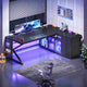 SEDETA® 63 Inch L Shaped Gaming Desk with LED Lights 4 Drawers Corner Office Desk with  Acrylic Cabinet Executive Computer Desk for Home Office