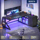 SEDETA® 63 Inch L Shaped Gaming Desk with LED Lights 4 Drawers Corner Office Desk with  Acrylic Cabinet Executive Computer Desk for Home Office