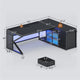 SEDETA® 63 Inch L Shaped Gaming Desk with LED Lights 4 Drawers Corner Office Desk with  Acrylic Cabinet Executive Computer Desk for Home Office