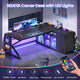 SEDETA® 63 Inch L Shaped Gaming Desk with LED Lights 4 Drawers Corner Office Desk with  Acrylic Cabinet Executive Computer Desk for Home Office