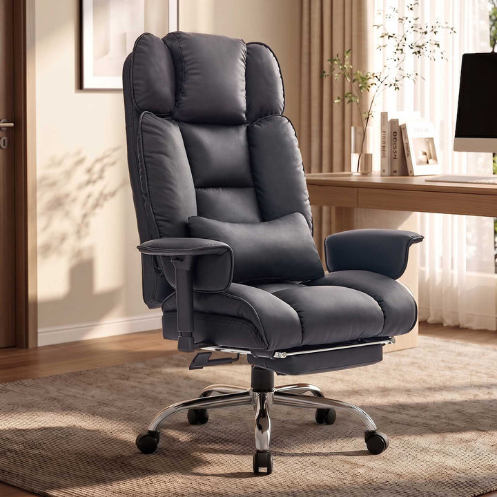 SEDETA | 24.4 Inch Office Chair with Adjustable Headrest Computer Chair with Footrest Executive Home Office Chairs with PU Leather 350lbs  135° recline pocket spring dual-layer foam cushion