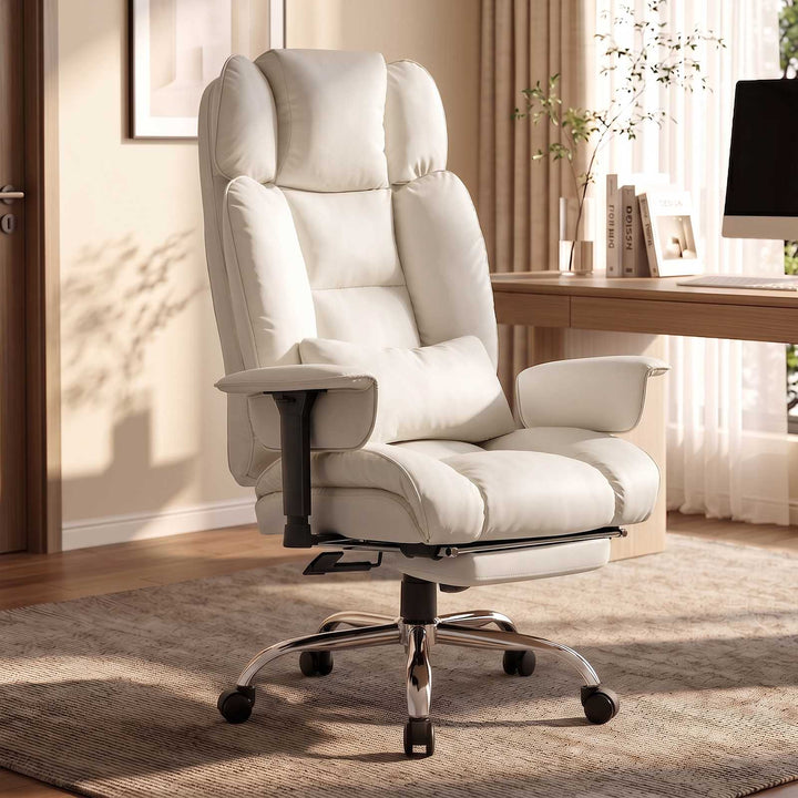 SEDETA | 24.4 Inch Office Chair with Adjustable Headrest Computer Chair with Footrest Executive Home Office Chairs with PU Leather 350lbs  135° recline pocket spring dual-layer foam cushion