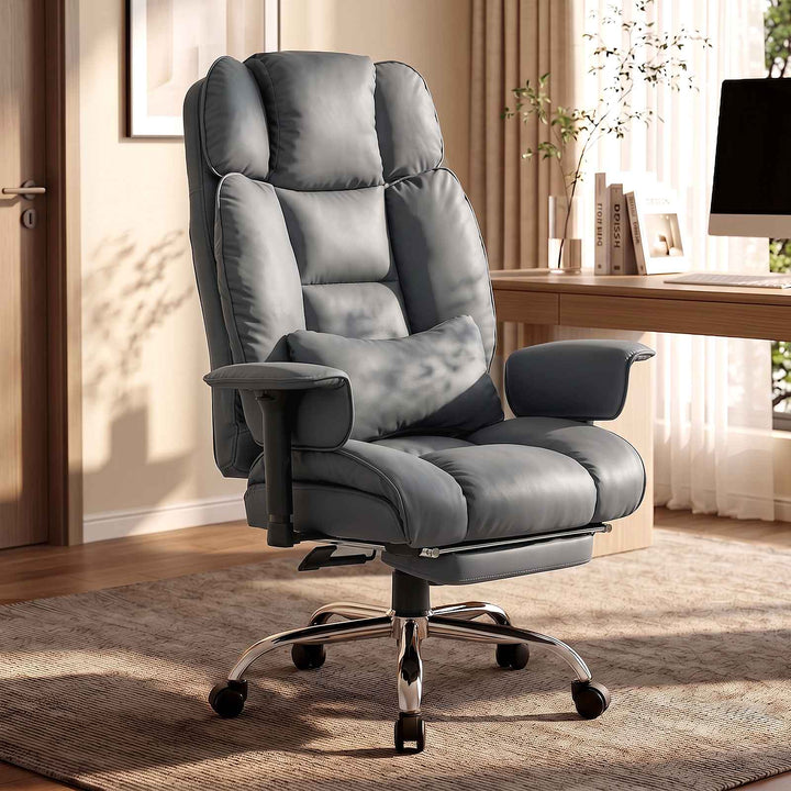 SEDETA | 24.4 Inch Office Chair with Adjustable Headrest Computer Chair with Footrest Executive Home Office Chairs with PU Leather 350lbs  135° recline pocket spring dual-layer foam cushion