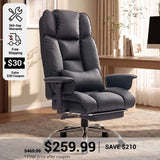 SEDETA 24.4 Inch Seat Executive Home Office Chairs with Footrest PU Leather Computer Chair Big and Tall Office Chair 350lbs Adjustable Headrest 135° recline pocket spring dual-layer foam cushion