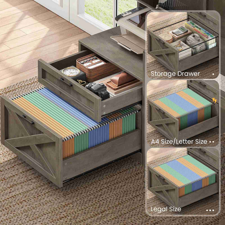 SEDETA | 67.9 Inch L Shaped Computer Desk with Drawers LED Lights Power Outlet Farmhouse Office Desk with Double Hutch Storage Shelves Corner Home Office Desk for Gaming Work and Study