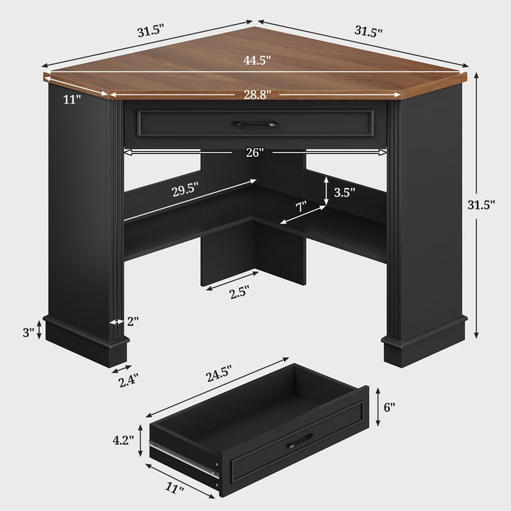 SEDETA 31.5 Inch Corner Desk Farmhouse Computer Desk with Storage Drawer Shelves for Small Space