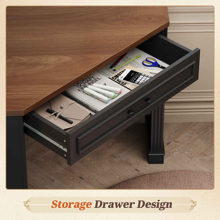 SEDETA 31.5 Inch Corner Desk Farmhouse Computer Desk with Storage Drawer Shelves for Small Space