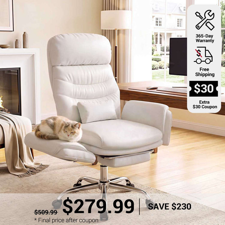 SEDETA Cross Legged Office Chair with Flip Armrests 4 Headrest Angles Big and Tall Criss Cross Chair with 30 Inch High Back 155° Reclining Foot Rest Waist Pillow Wide Seat
