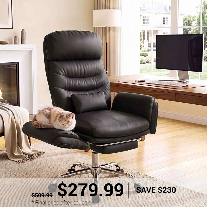 SEDETA Cross Legged Office Chair with Flip Armrests 4 Headrest Angles Big and Tall Criss Cross Chair with 30 Inch High Back 155° Reclining Foot Rest Waist Pillow Wide Seat