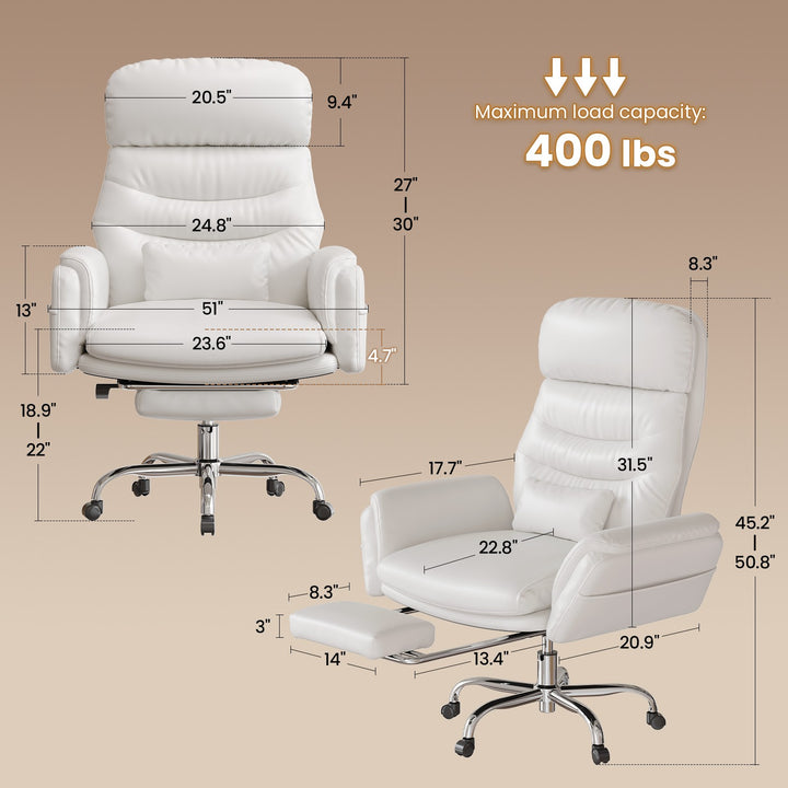 SEDETA® Criss Cross Chair with 30 Inch High Back 155° Reclining Foot Rest Waist Pillow Cross Legged Office Chair with Flip Armrests 4 Headrest Angles