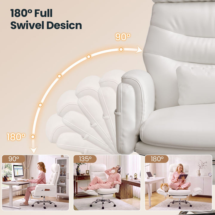 SEDETA® Criss Cross Chair with 30 Inch High Back 155° Reclining Foot Rest Waist Pillow Cross Legged Office Chair with Flip Armrests 4 Headrest Angles