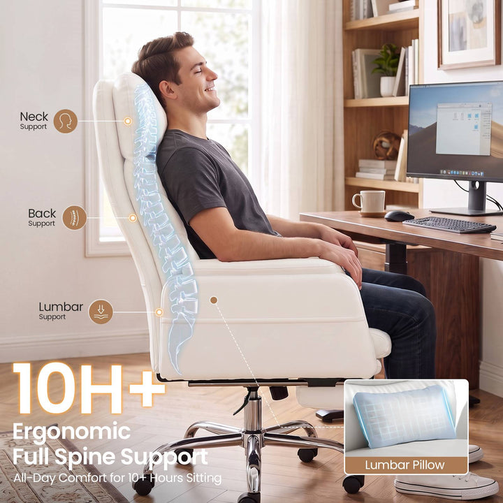 SEDETA® Criss Cross Chair with 30 Inch High Back 155° Reclining Foot Rest Waist Pillow Cross Legged Office Chair with Flip Armrests 4 Headrest Angles