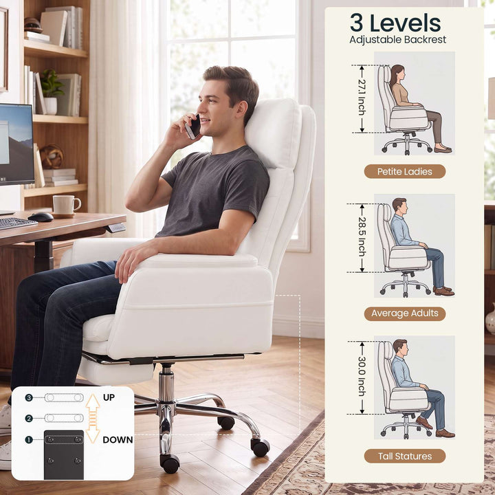 SEDETA® Criss Cross Chair with 30 Inch High Back 155° Reclining Foot Rest Waist Pillow Cross Legged Office Chair with Flip Armrests 4 Headrest Angles