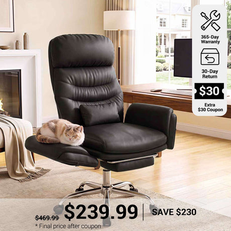 SEDETA® Criss Cross Chair with 30 Inch High Back 155° Reclining Foot Rest Waist Pillow Cross Legged Office Chair with Flip Armrests 4 Headrest Angles