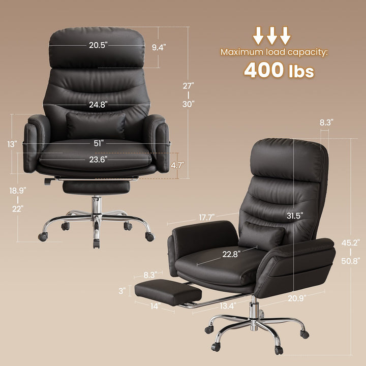 SEDETA® Criss Cross Chair with 30 Inch High Back 155° Reclining Foot Rest Waist Pillow Cross Legged Office Chair with Flip Armrests 4 Headrest Angles