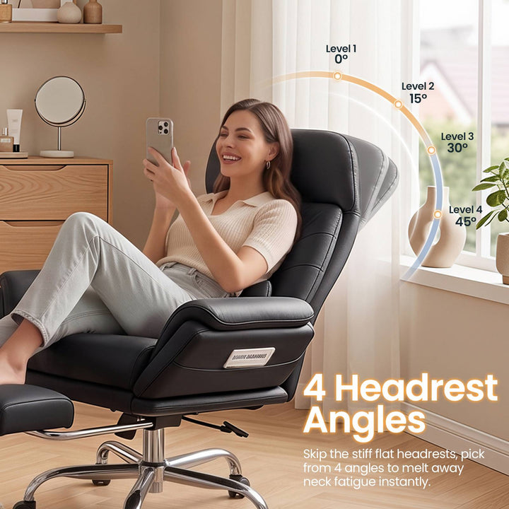 SEDETA® Criss Cross Chair with 30 Inch High Back 155° Reclining Foot Rest Waist Pillow Cross Legged Office Chair with Flip Armrests 4 Headrest Angles