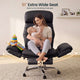 SEDETA® Criss Cross Chair with 30 Inch High Back 155° Reclining Foot Rest Waist Pillow Cross Legged Office Chair with Flip Armrests 4 Headrest Angles