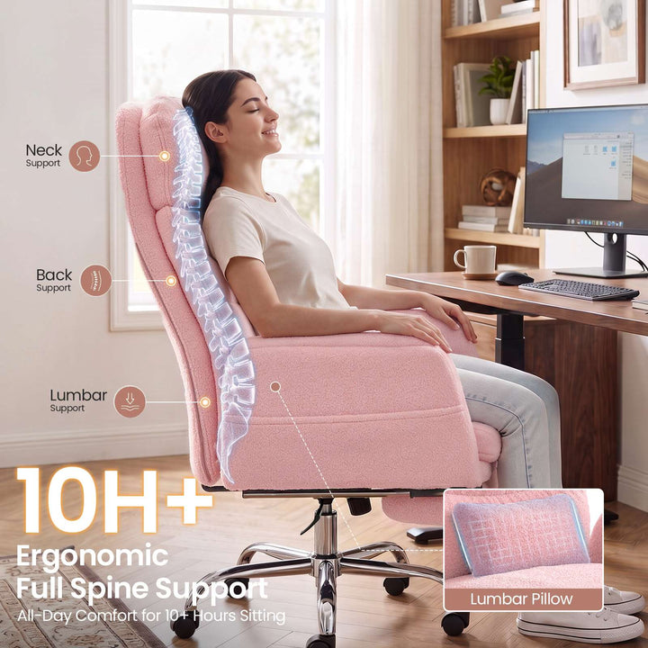 SEDETA® Criss Cross Chair with 30 Inch High Back 155° Reclining Foot Rest Waist Pillow Cross Legged Office Chair with Flip Armrests 4 Headrest Angles