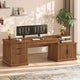 SEDETA 70.9 Inch Fluted Office Desk with Drawers Fluted Computer Desk with Power Outlet for Home Office Executive Desk with File Drawers and Storage Cabinet