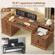SEDETA 70.9 Inch Fluted Office Desk with Drawers Fluted Computer Desk with Power Outlet for Home Office Executive Desk with File Drawers and Storage Cabinet