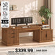 SEDETA 70.9 Inch Fluted Office Desk with Drawers Fluted Computer Desk with Power Outlet for Home Office Executive Desk with File Drawers and Storage Cabinet