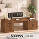 SEDETA 70.9 Inch Fluted Office Desk with Drawers Fluted Computer Desk with Power Outlet for Home Office Executive Desk with File Drawers and Storage Cabinet
