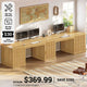 SEDETA® 110.3 Inch Fluted Two Person Desk with 7 Drawers Power Outlets Fluted Long Computer Desk with Storage Cabinet