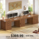 SEDETA® 110.3 Inch Fluted Two Person Desk with 7 Drawers Power Outlets Fluted Long Computer Desk with Storage Cabinet