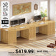 SEDETA 110.3 Inch Fluted Two Person Desk with 7 Drawers Fluted Long Computer Desk with Storage Cabinet 2 Person Desk with Power Outlets