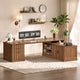 SEDETA | 70.9 Inch Fluted  L Shaped Computer Desk with Power Outlet Home Office Desk with Storage Cabinet and Storage Shelves L Shaped Desk with Drawers