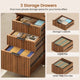SEDETA | 70.9 Inch Fluted  L Shaped Computer Desk with Power Outlet Home Office Desk with Storage Cabinet and Storage Shelves L Shaped Desk with Drawers