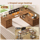 SEDETA | 70.9 Inch Fluted  L Shaped Computer Desk with Power Outlet Home Office Desk with Storage Cabinet and Storage Shelves L Shaped Desk with Drawers