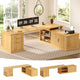 SEDETA | 70.9 Inch Fluted  L Shaped Computer Desk with Power Outlet Home Office Desk with Storage Cabinet and Storage Shelves L Shaped Desk with Drawers