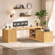 SEDETA | 70.9 Inch Fluted  L Shaped Computer Desk with Power Outlet Home Office Desk with Storage Cabinet and Storage Shelves L Shaped Desk with Drawers
