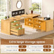 SEDETA | 70.9 Inch Fluted  L Shaped Computer Desk with Power Outlet Home Office Desk with Storage Cabinet and Storage Shelves L Shaped Desk with Drawers