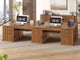 SEDETA 110.3 Inch Fluted Two Person Desk with 7 Drawers Fluted Long Computer Desk with Storage Cabinet 2 Person Desk with Power Outlets