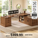 SEDETA 70.9 Inch Fluted L Shaped Desk with Drawers Fluted Home Office Desk with Storage Cabinet and Storage Shelves L Shaped Computer Desk with Power Outlet