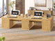 SEDETA 110.3 Inch Fluted Two Person Desk with 7 Drawers Fluted Long Computer Desk with Storage Cabinet 2 Person Desk with Power Outlets
