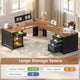 SEDETA 69 Inch Executive L Shaped Computer Desk with Drawers and Storage Cabinet Power Outlets Classical American Style