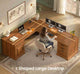 SEDETA 69 Inch Executive L Shaped Computer Desk with Drawers and Storage Cabinet Power Outlets Classical American Style