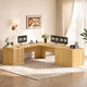 SEDETA 78.8 Inch Fluted L Shaped Desk with 6 Drawers Fluted Brown Home Office Desk with Power Outlet File Cabinet Storage Wood Corner Computer Desk for Work and Study