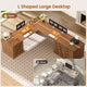 SEDETA 78.8 Inch Fluted L Shaped Desk with 6 Drawers Fluted Brown Home Office Desk with Power Outlet File Cabinet Storage Wood Corner Computer Desk for Work and Study