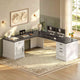 SEDETA 69 Inch Executive L Shaped Computer Desk with Drawers and Storage Cabinet Power Outlets Classical American Style