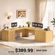 SEDETA | 78.8 Inch Fluted L Shaped Desk with 6 Drawers Power Outlet Home Office Desk with File Cabinet Storage Wood Corner Computer Desk for Work and Study