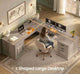 SEDETA 69 Inch Executive L Shaped Computer Desk with Drawers and Storage Cabinet Power Outlets Classical American Style