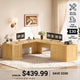 SEDETA 78.8 Inch Fluted L Shaped Desk with 6 Drawers Fluted Brown Home Office Desk with Power Outlet File Cabinet Storage Wood Corner Computer Desk for Work and Study