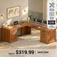 SEDETA 69 Inch Executive L Shaped Computer Desk with Drawers and Storage Cabinet Power Outlets Classical American Style